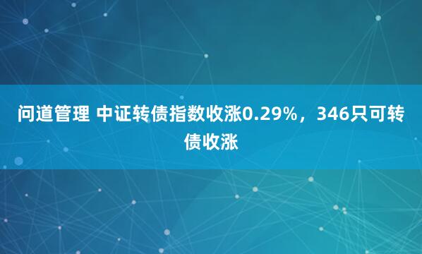 问道管理 中证转债指数收涨0.29%，346只可转债收涨